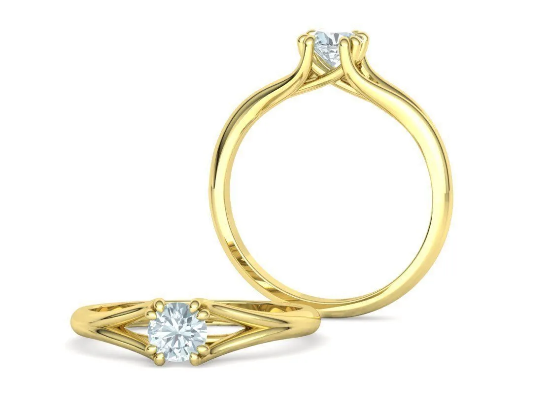 Split Shank Solitaire Ring in Sterling Silver 925