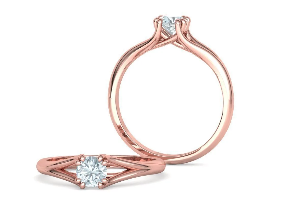 Split Shank Solitaire Ring in Sterling Silver 925