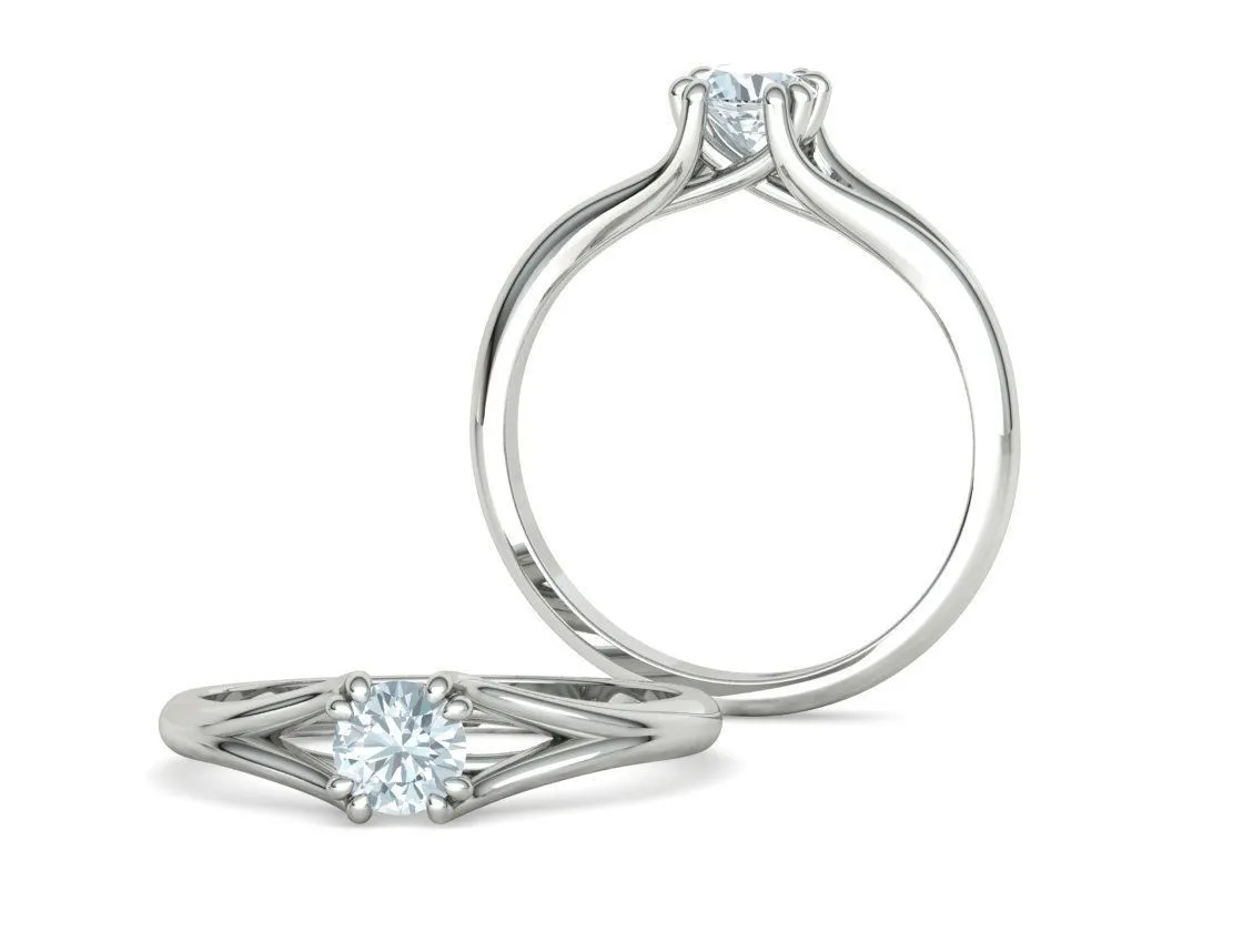 Split Shank Solitaire Ring in Sterling Silver 925