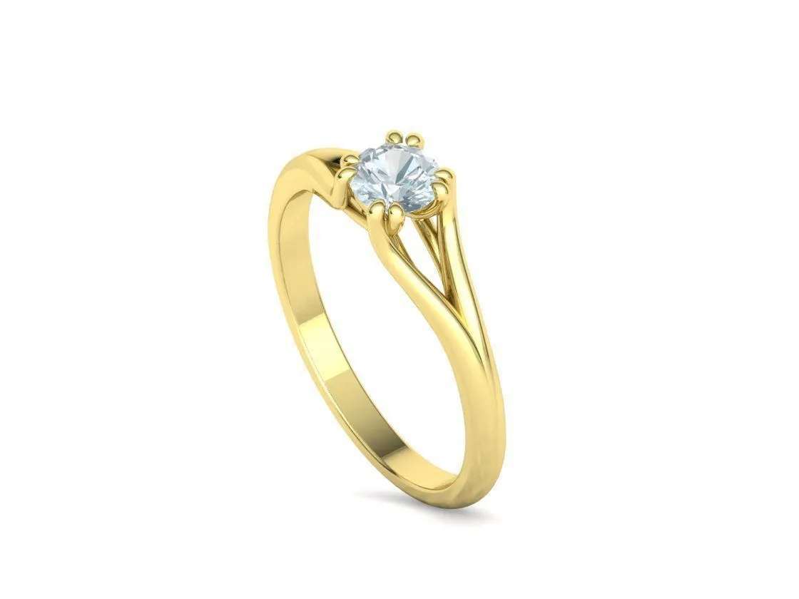 Split Shank Solitaire Ring in Sterling Silver 925