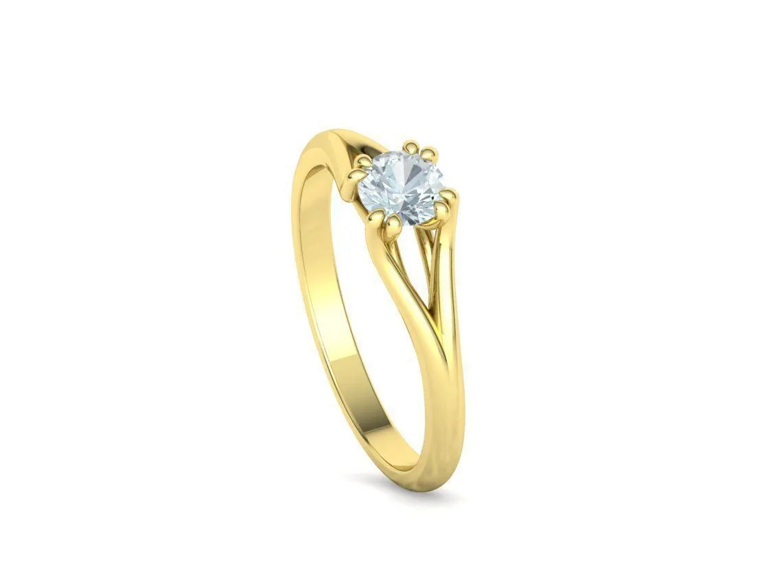 Split Shank Solitaire Ring in Sterling Silver 925