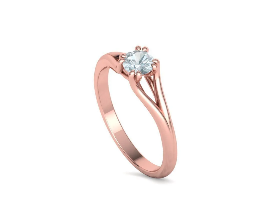 Split Shank Solitaire Ring in Sterling Silver 925