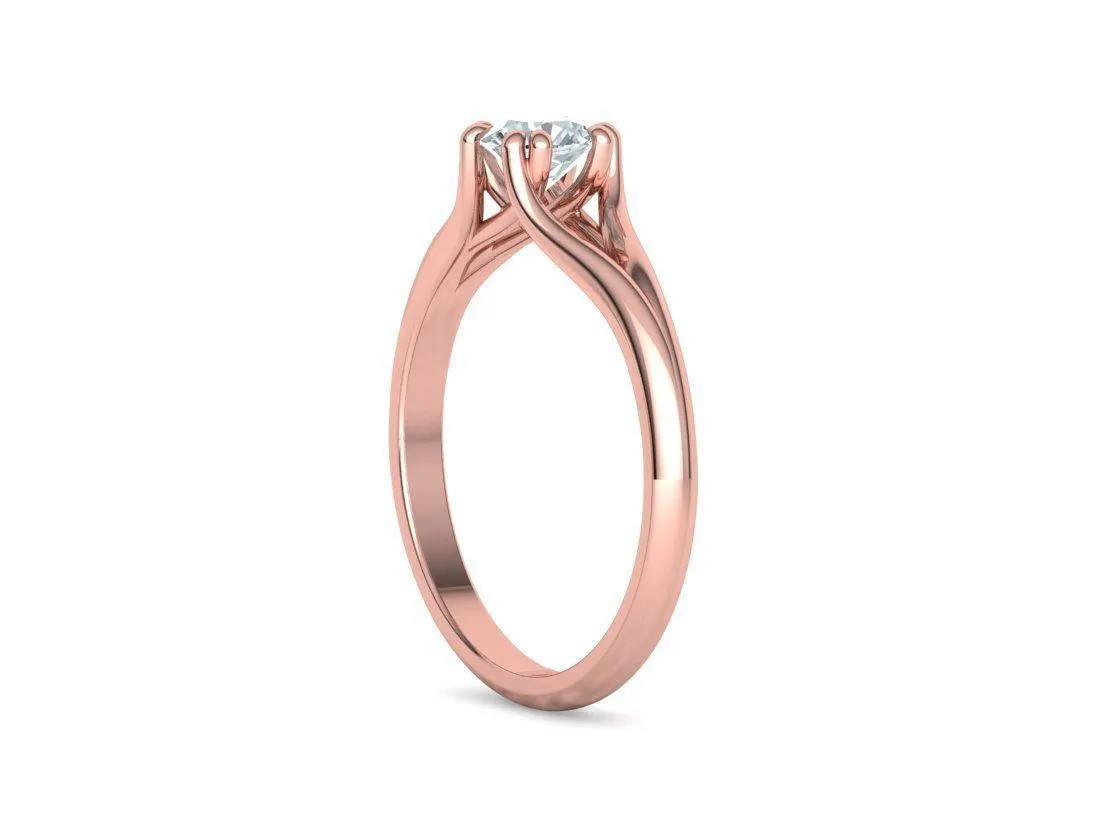 Split Shank Solitaire Ring in Sterling Silver 925