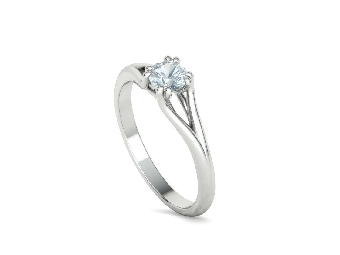 Split Shank Solitaire Ring in Sterling Silver 925
