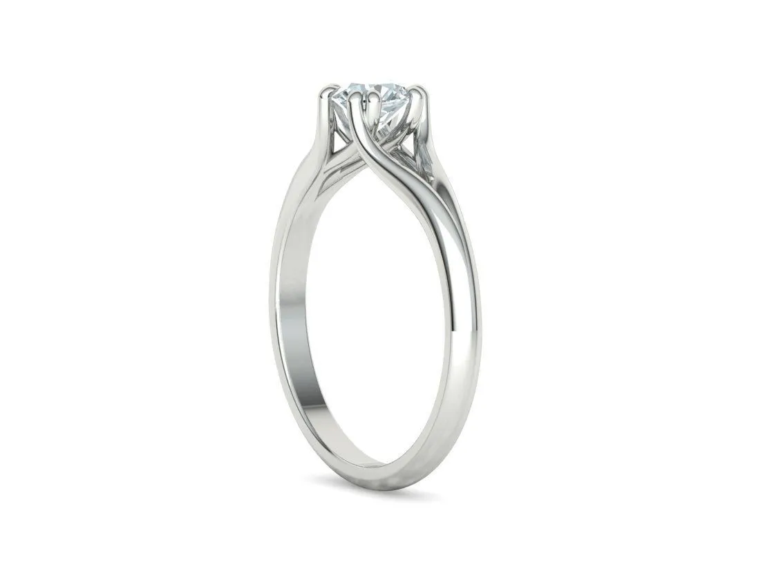 Split Shank Solitaire Ring in Sterling Silver 925