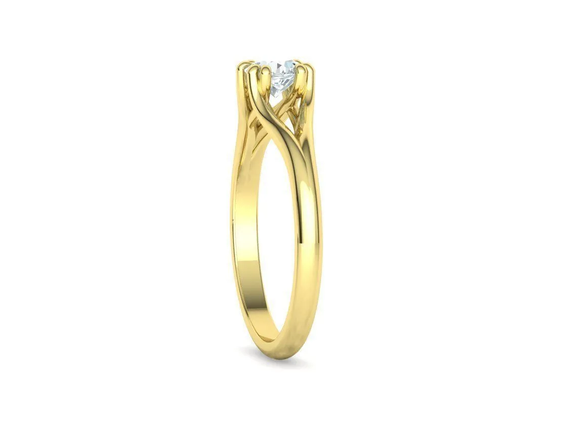 Split Shank Solitaire Ring in Sterling Silver 925