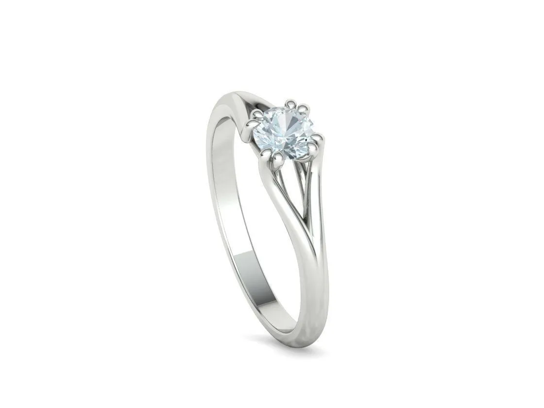 Split Shank Solitaire Ring in Sterling Silver 925