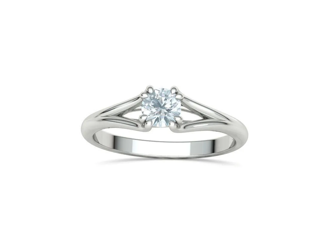 Split Shank Solitaire Ring in Sterling Silver 925