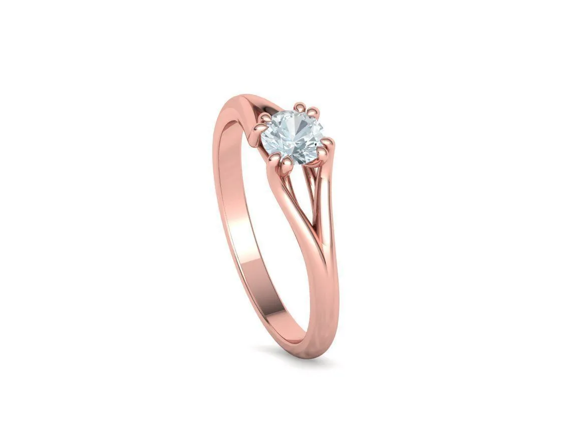 Split Shank Solitaire Ring in Sterling Silver 925