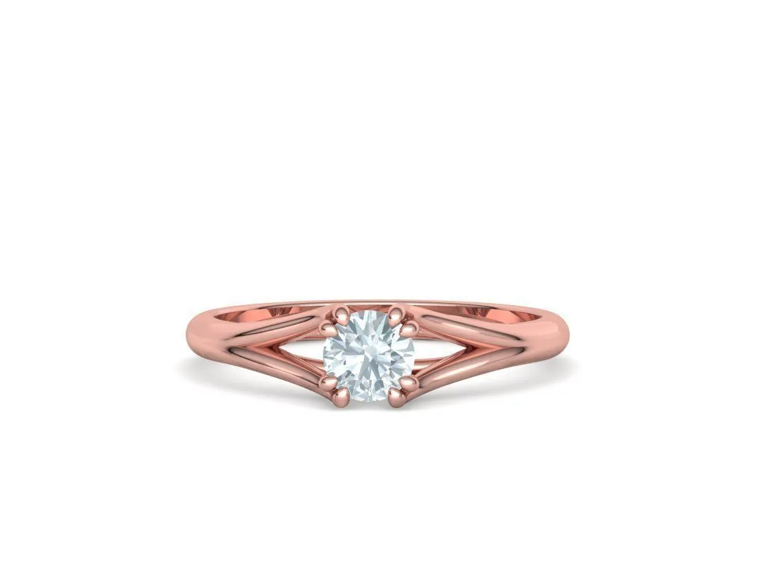 Split Shank Solitaire Ring in Sterling Silver 925