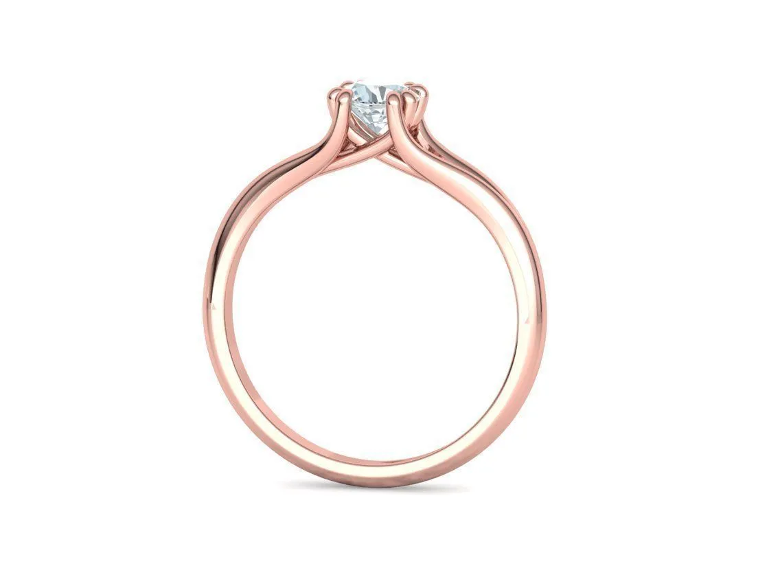 Split Shank Solitaire Ring in Sterling Silver 925