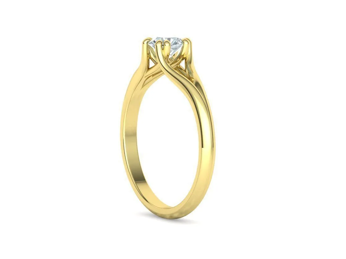 Split Shank Solitaire Ring in Sterling Silver 925