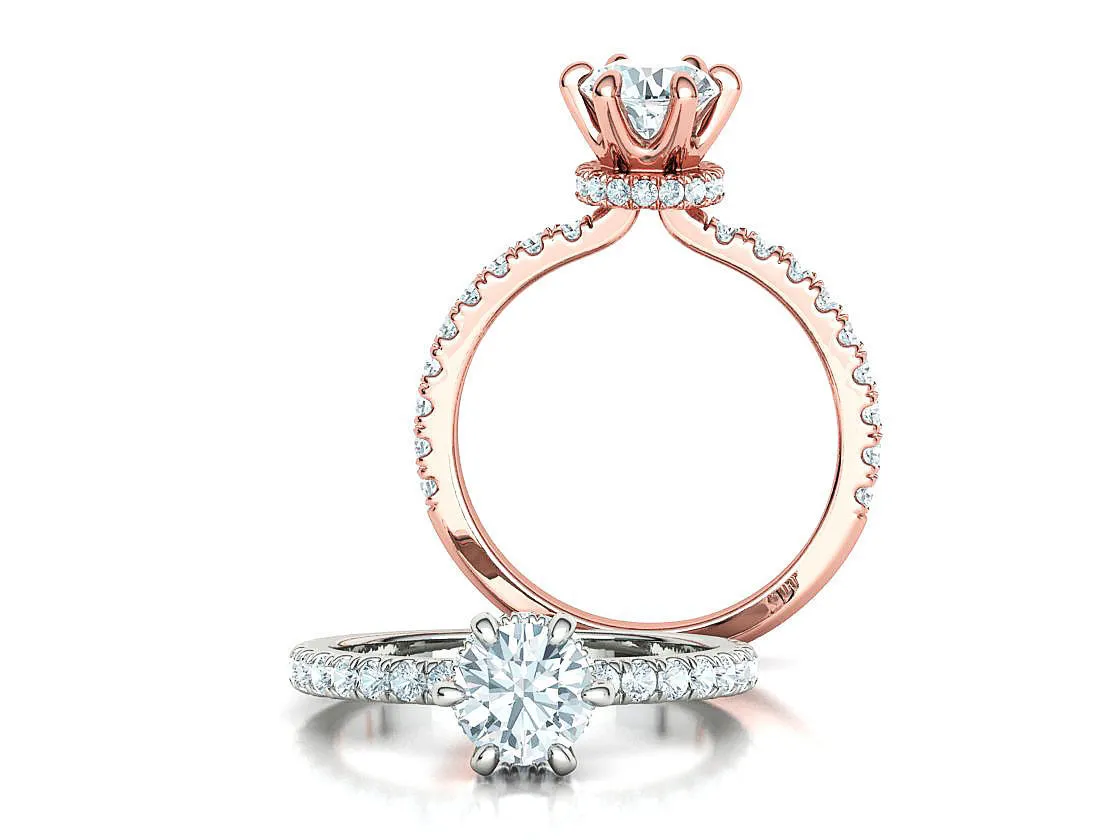 Crown Setting Pavé Ring in Sterling Silver 925