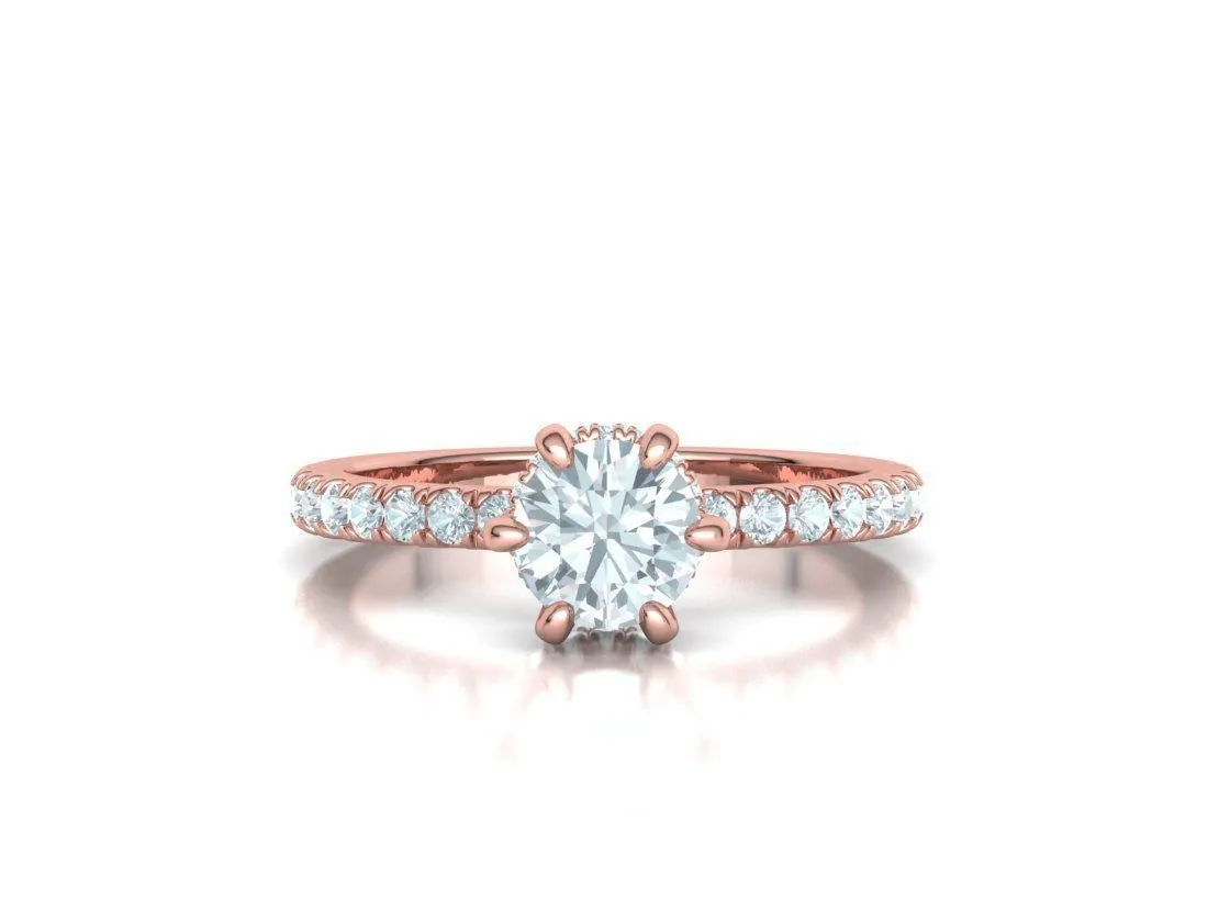 Crown Setting Pavé Ring in Sterling Silver 925