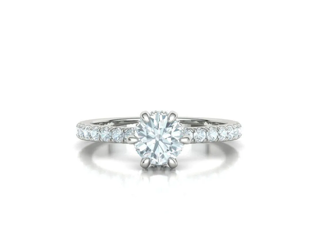 Crown Setting Pavé Ring in Sterling Silver 925