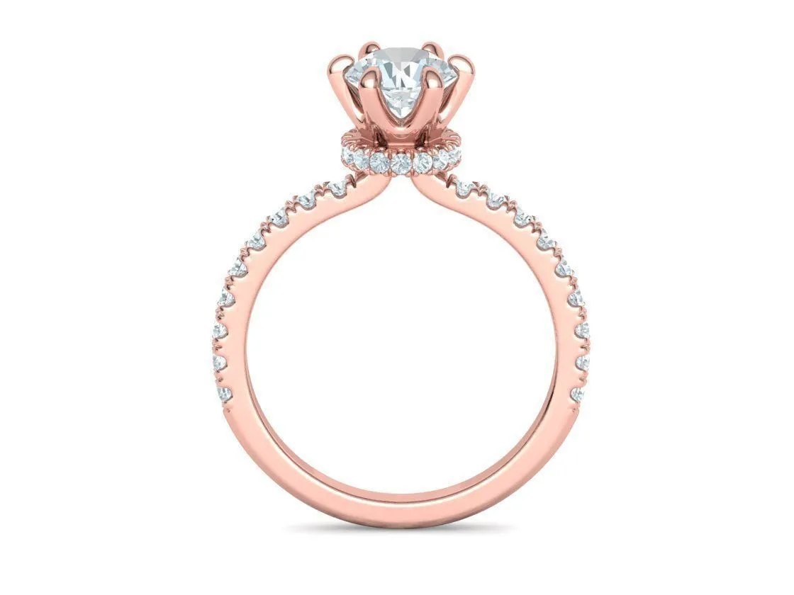 Crown Setting Pavé Ring in Sterling Silver 925