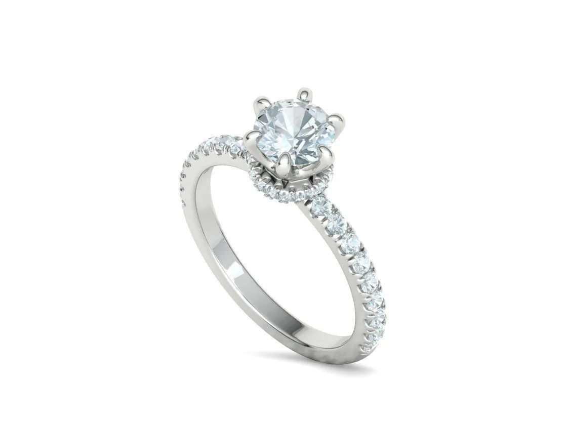 Crown Setting Pavé Ring in Sterling Silver 925