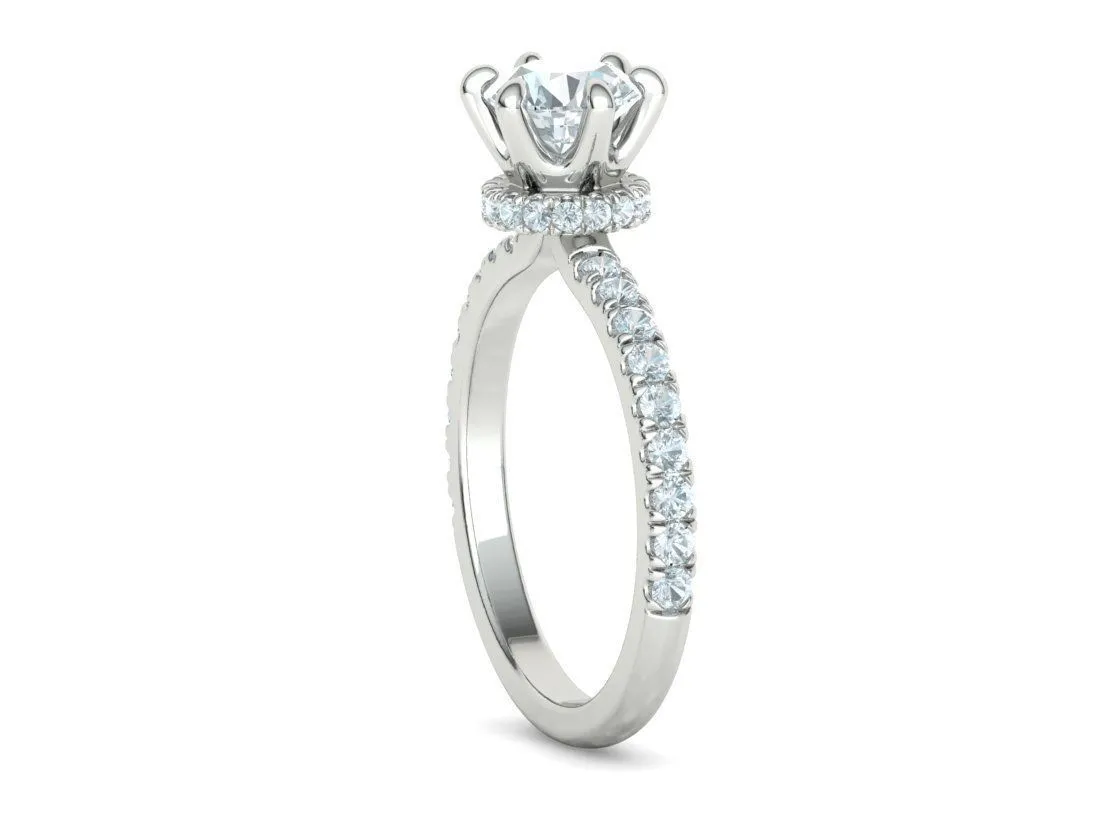 Crown Setting Pavé Ring in Sterling Silver 925