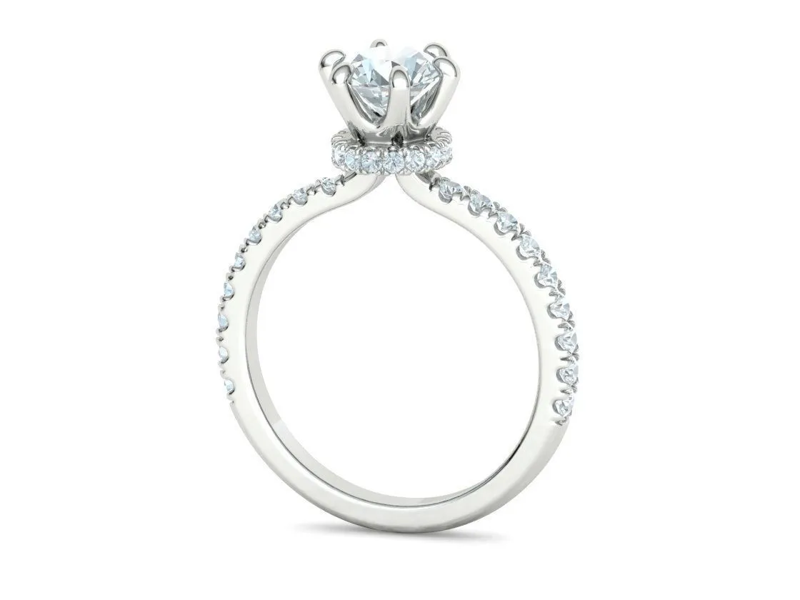 Crown Setting Pavé Ring in Sterling Silver 925
