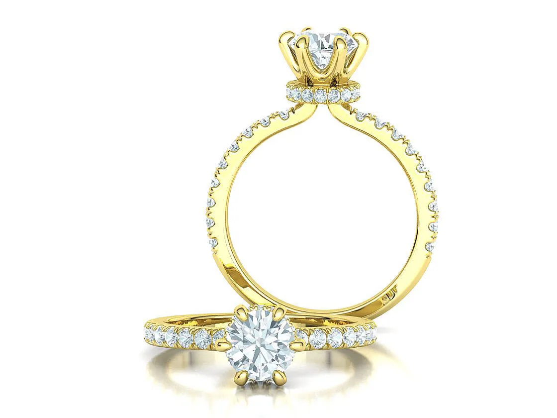 Crown Setting Pavé Ring in Sterling Silver 925