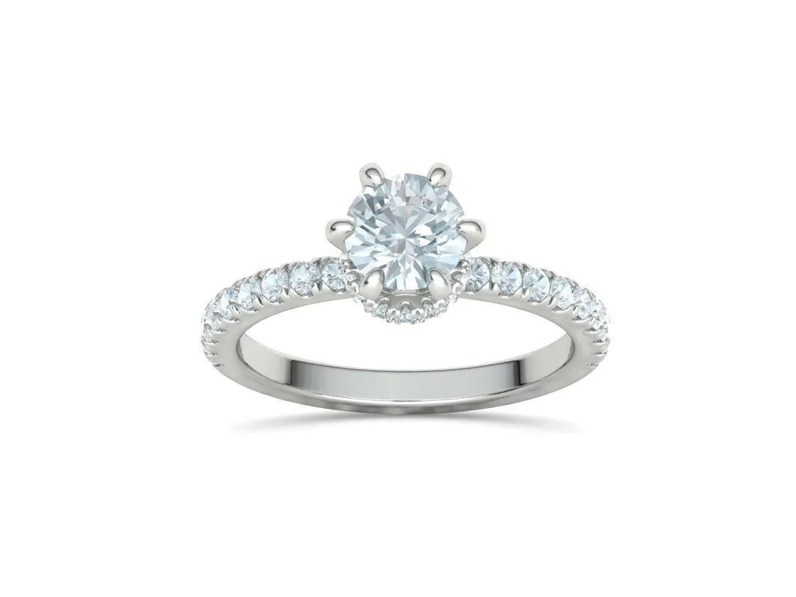 Crown Setting Pavé Ring in Sterling Silver 925