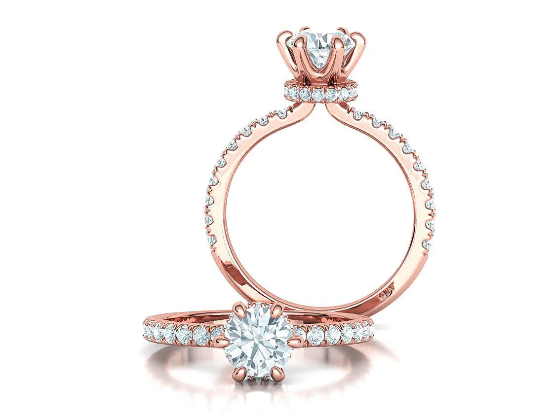 Crown Setting Pavé Ring in Sterling Silver 925