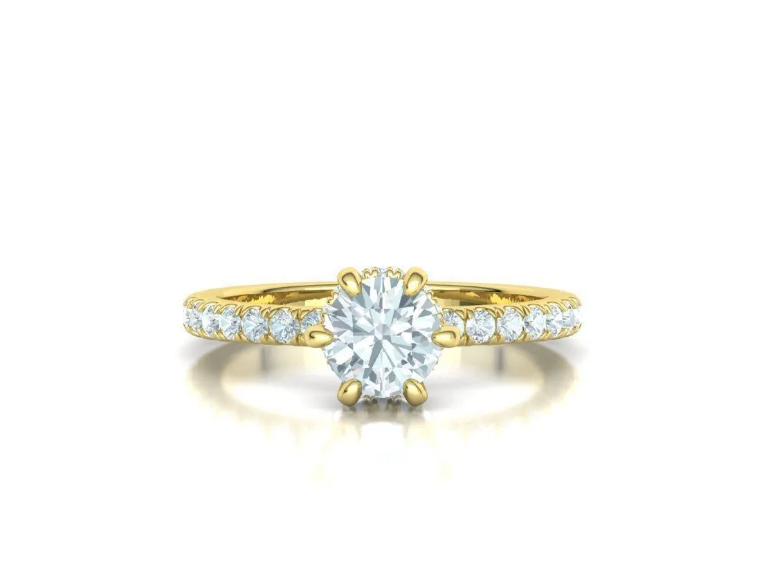 Crown Setting Pavé Ring in Sterling Silver 925