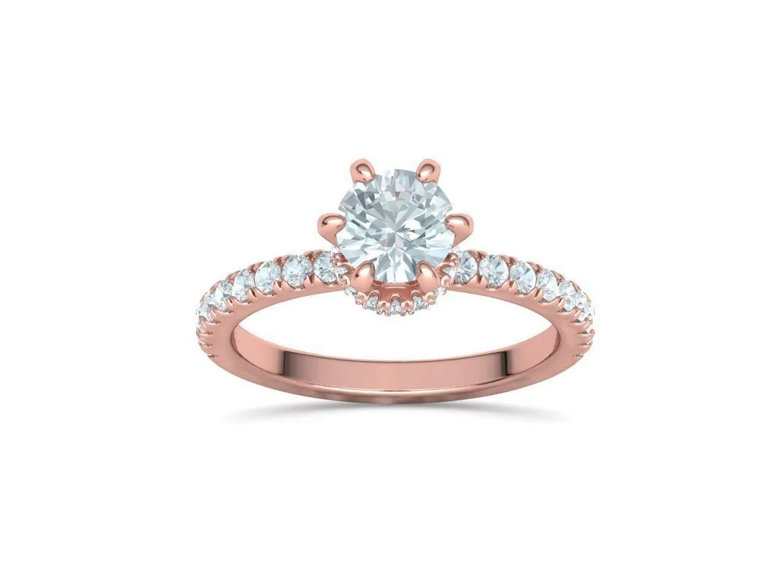 Crown Setting Pavé Ring in Sterling Silver 925