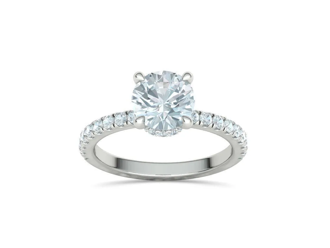 Elegant Double Band Solitaire Ring in Sterling Silver 925