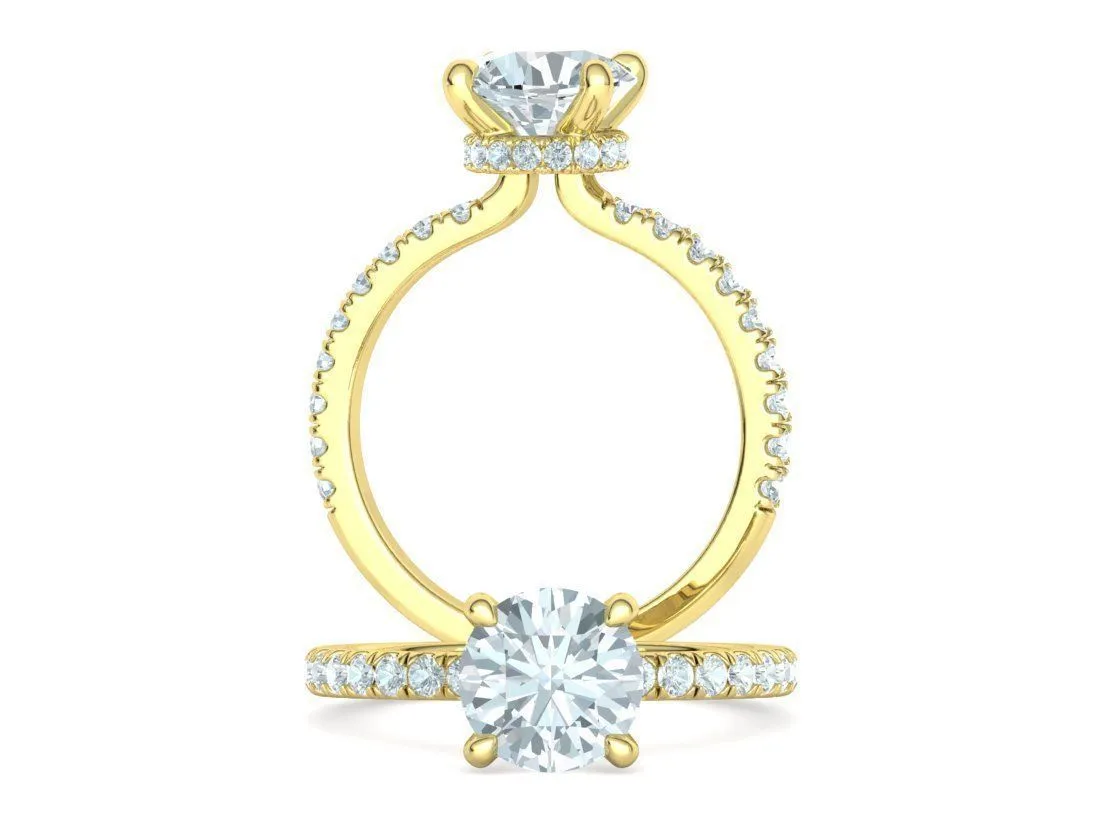 Elegant Double Band Solitaire Ring in Sterling Silver 925