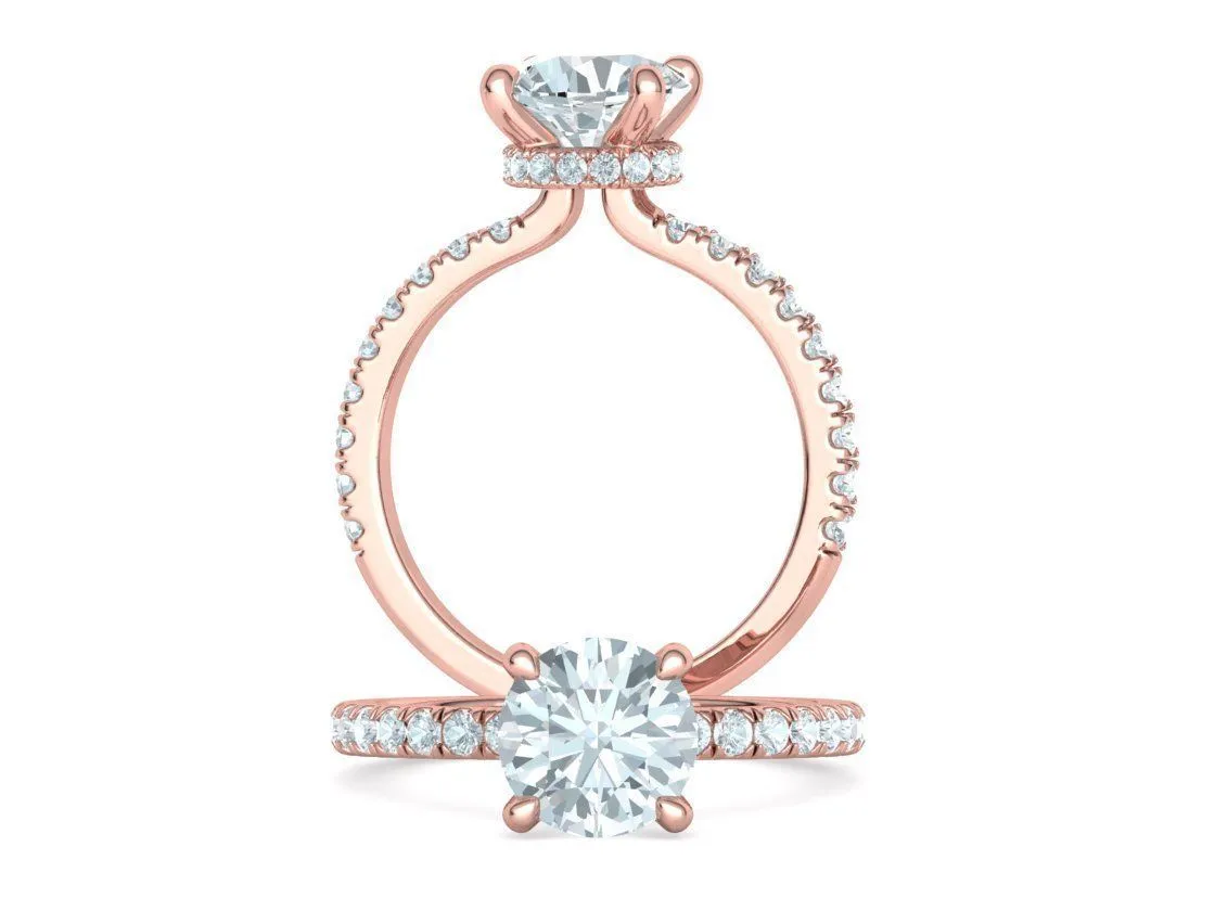 Elegant Double Band Solitaire Ring in Sterling Silver 925