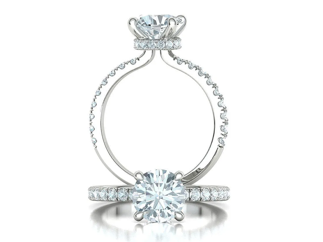 Elegant Double Band Solitaire Ring in Sterling Silver 925