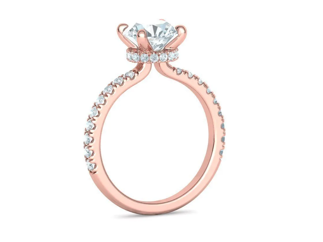 Elegant Double Band Solitaire Ring in Sterling Silver 925