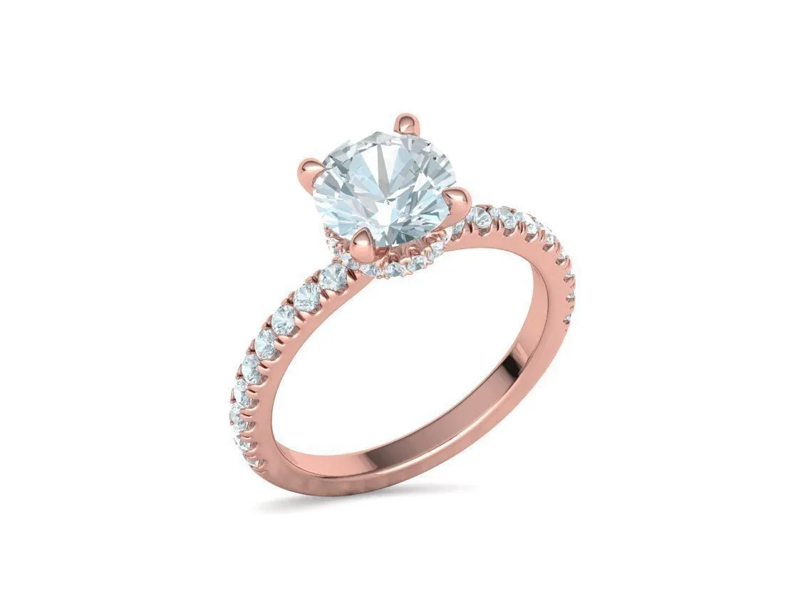 Elegant Double Band Solitaire Ring in Sterling Silver 925