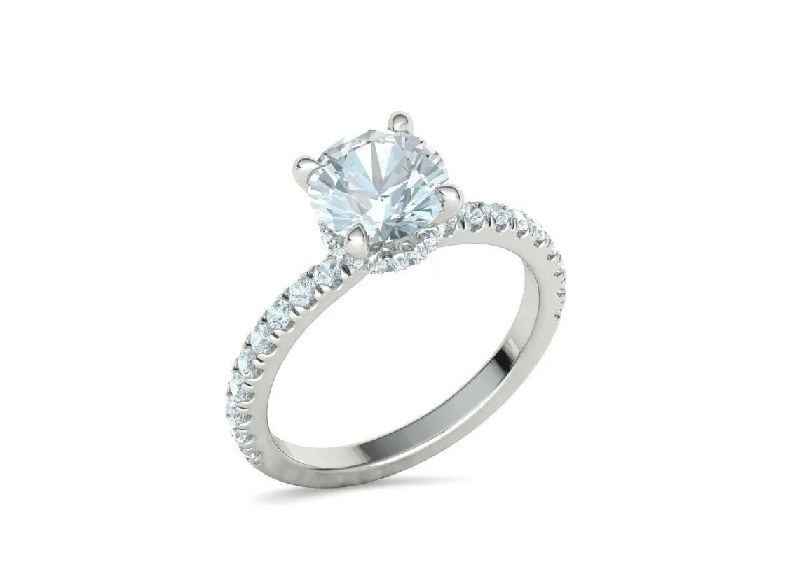 Elegant Double Band Solitaire Ring in Sterling Silver 925