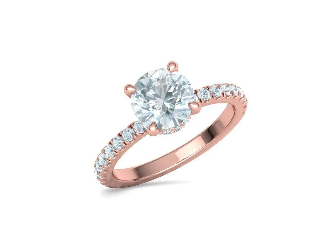 Elegant Double Band Solitaire Ring in Sterling Silver 925