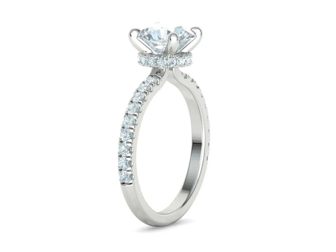 Elegant Double Band Solitaire Ring in Sterling Silver 925
