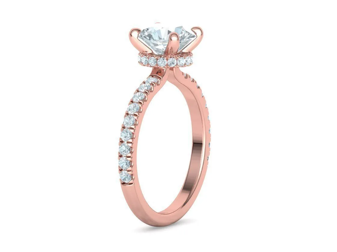 Elegant Double Band Solitaire Ring in Sterling Silver 925