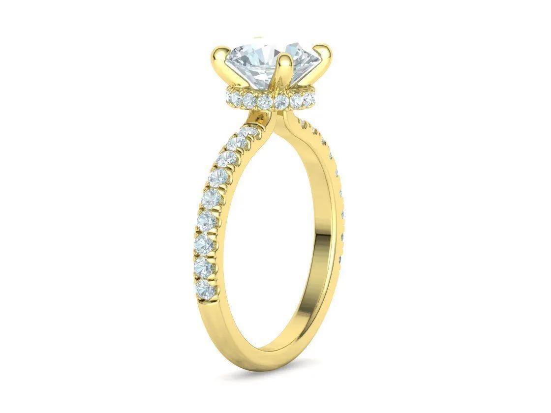 Elegant Double Band Solitaire Ring in Sterling Silver 925