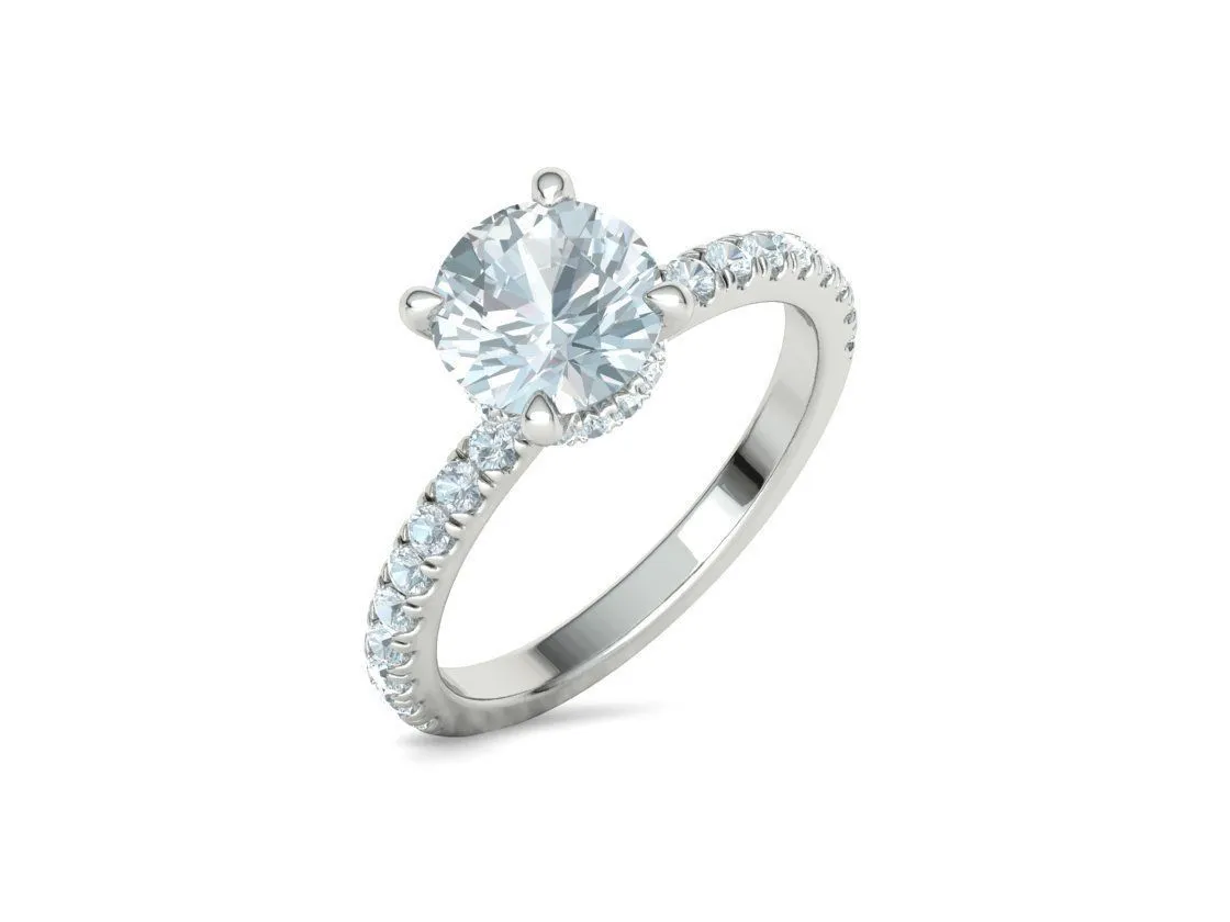 Elegant Double Band Solitaire Ring in Sterling Silver 925