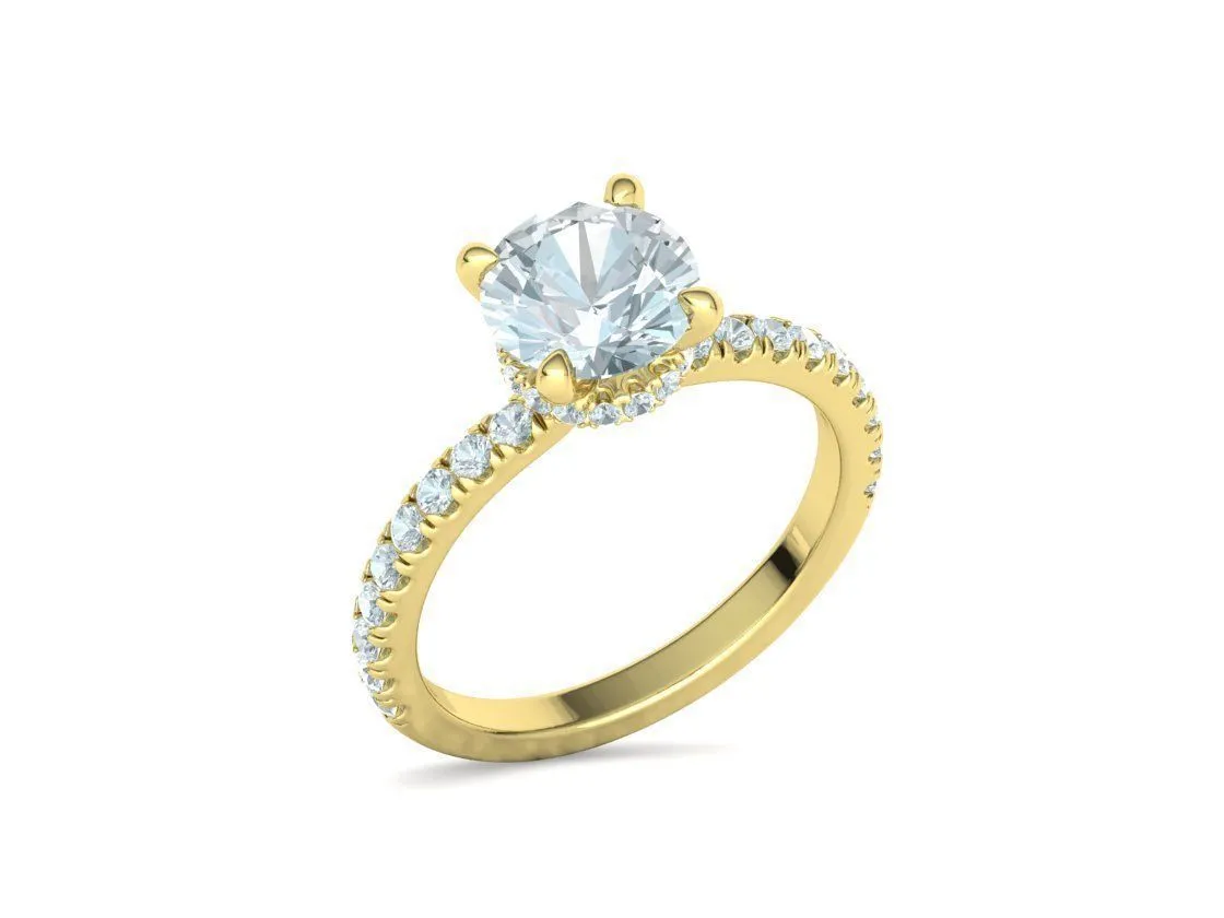 Elegant Double Band Solitaire Ring in Sterling Silver 925