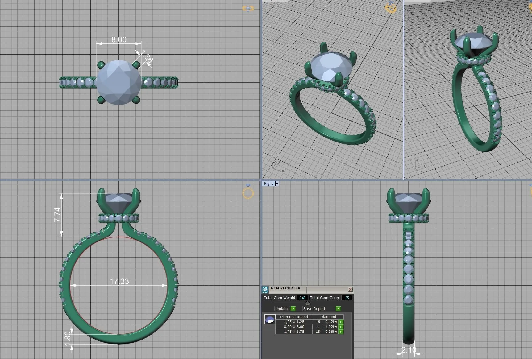 Elegant Double Band Solitaire Ring in Sterling Silver 925