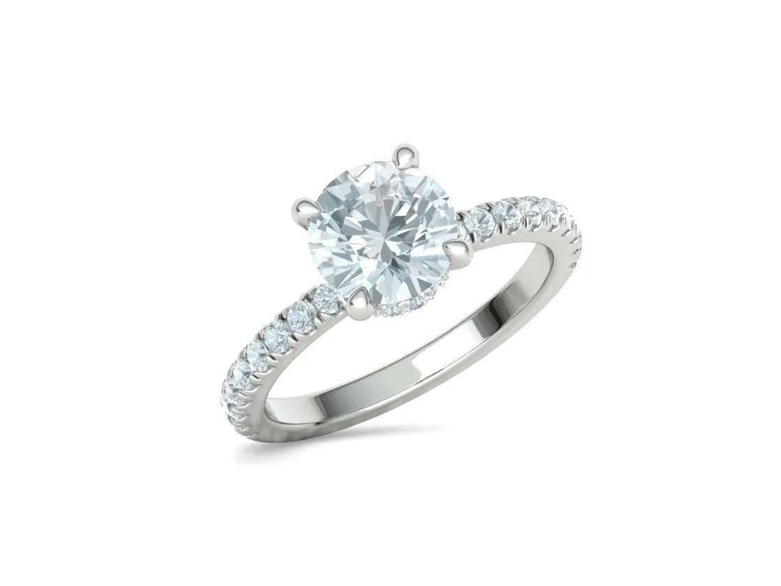 Elegant Double Band Solitaire Ring in Sterling Silver 925