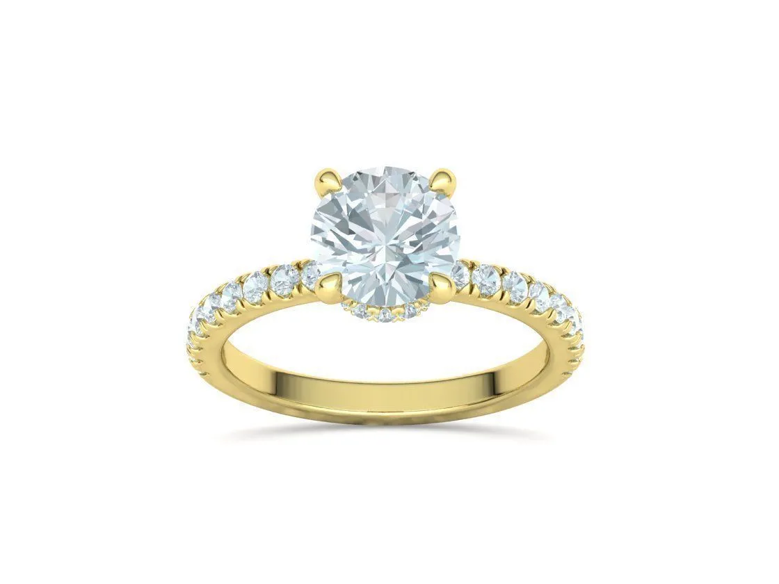 Elegant Double Band Solitaire Ring in Sterling Silver 925