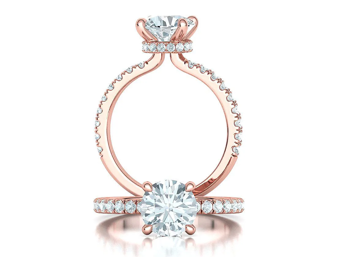 Elegant Double Band Solitaire Ring in Sterling Silver 925