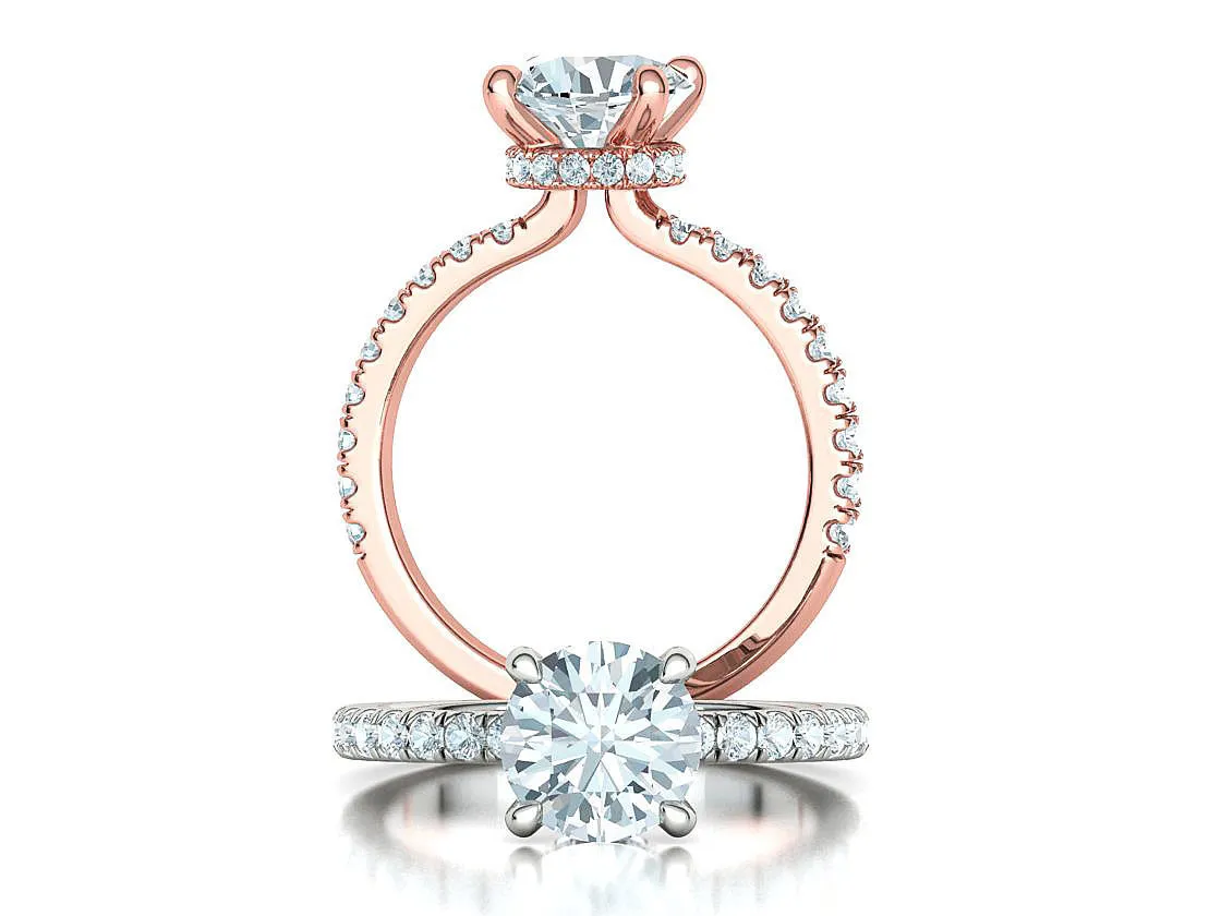 Elegant Double Band Solitaire Ring in Sterling Silver 925