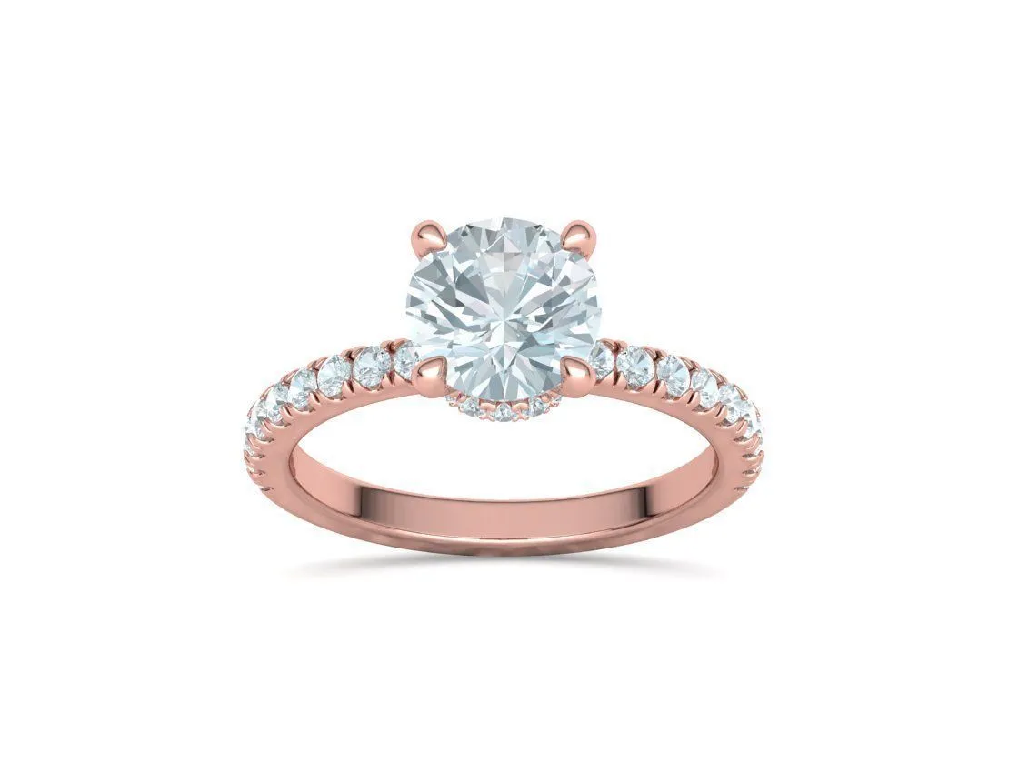 Elegant Double Band Solitaire Ring in Sterling Silver 925