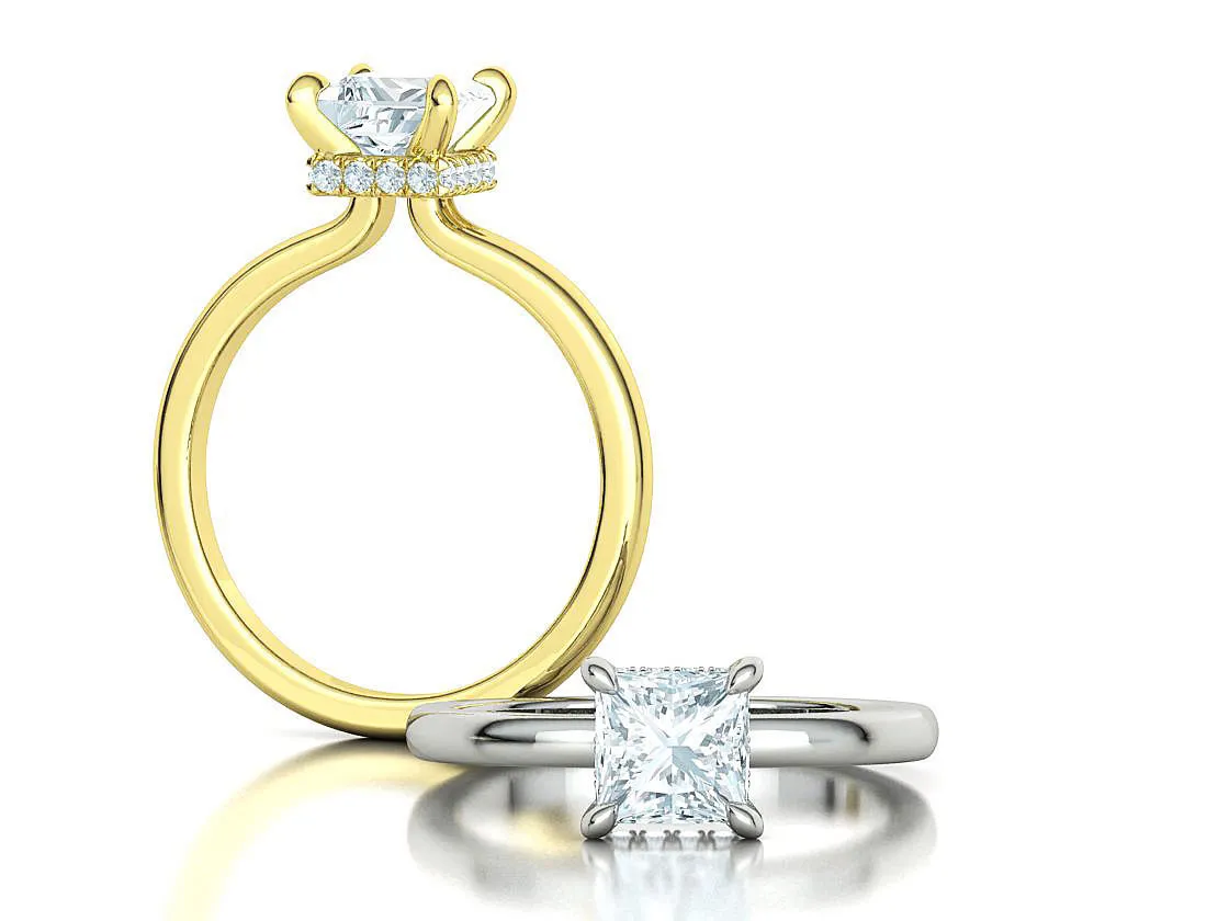 Princess Cut Solitaire Ring in Sterling Silver 925