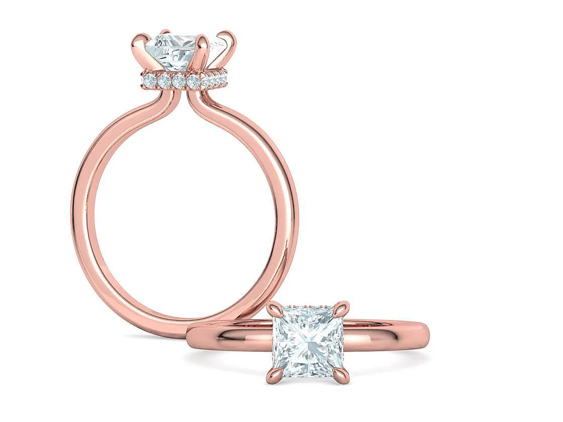 Princess Cut Solitaire Ring in Sterling Silver 925