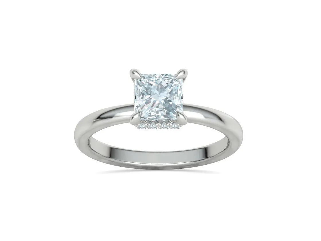 Princess Cut Solitaire Ring in Sterling Silver 925
